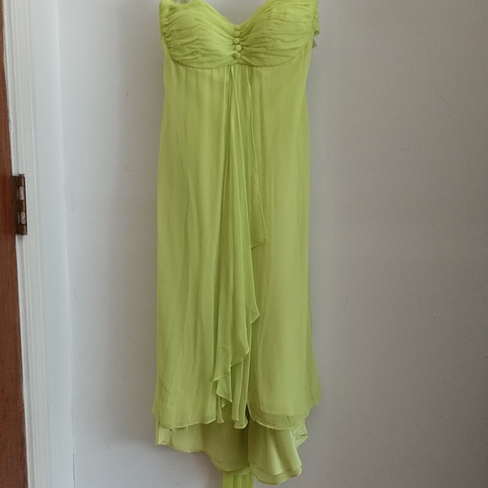 SILK CHIFFON Bridal Quality Chartreuse Chiffon Dress NWT